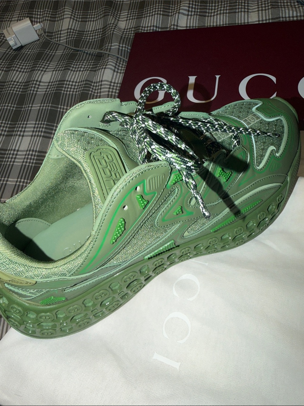 Gucci Green Mesh & Rubber Women's Sneaker